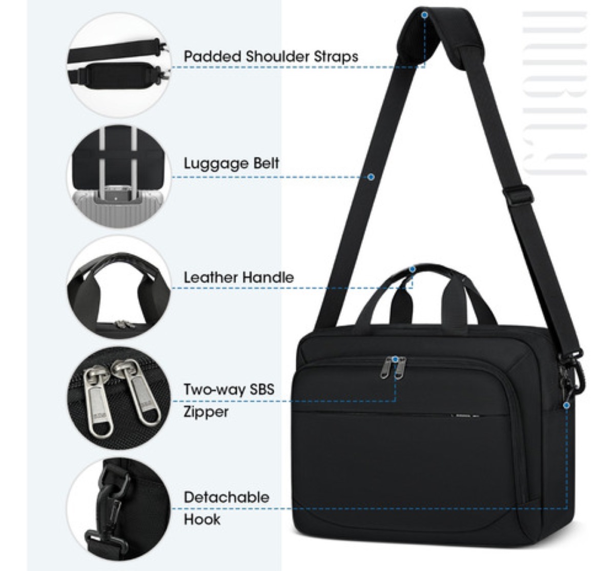 "Maletin Portafolio Para Laptop Impermeable 15,6 Pulgadas negro ".