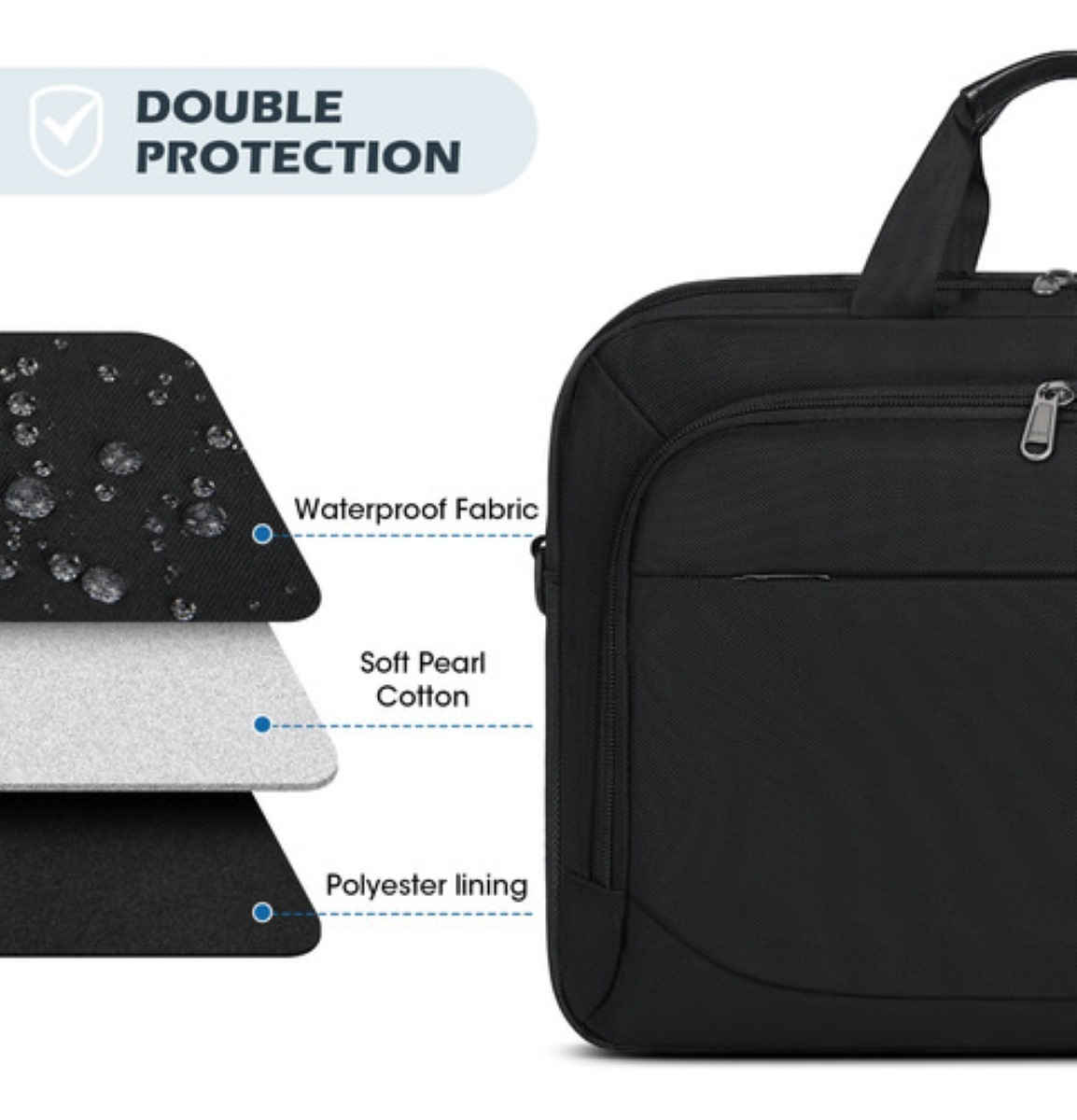 "Maletin Portafolio Para Laptop Impermeable 15,6 Pulgadas negro ".