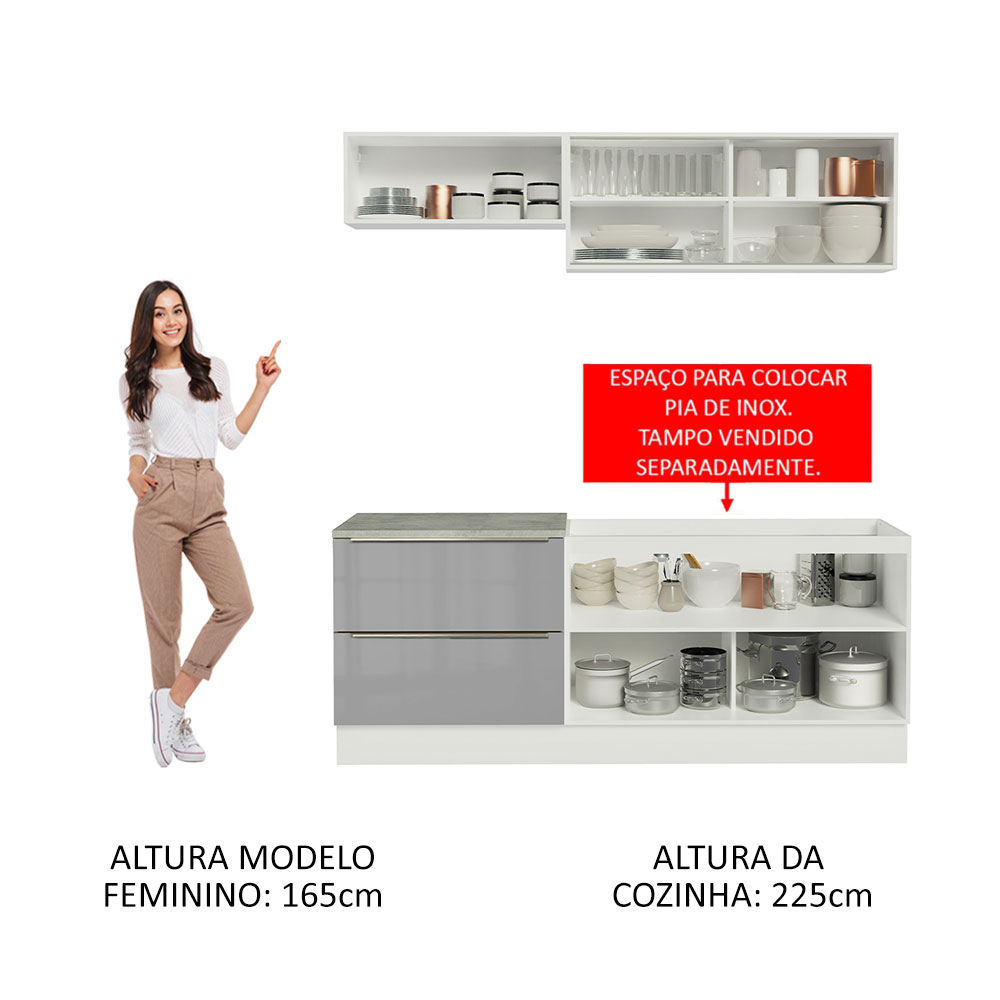 Cocina Integral Completa Modular Madesa Lux 200cm BG 01.