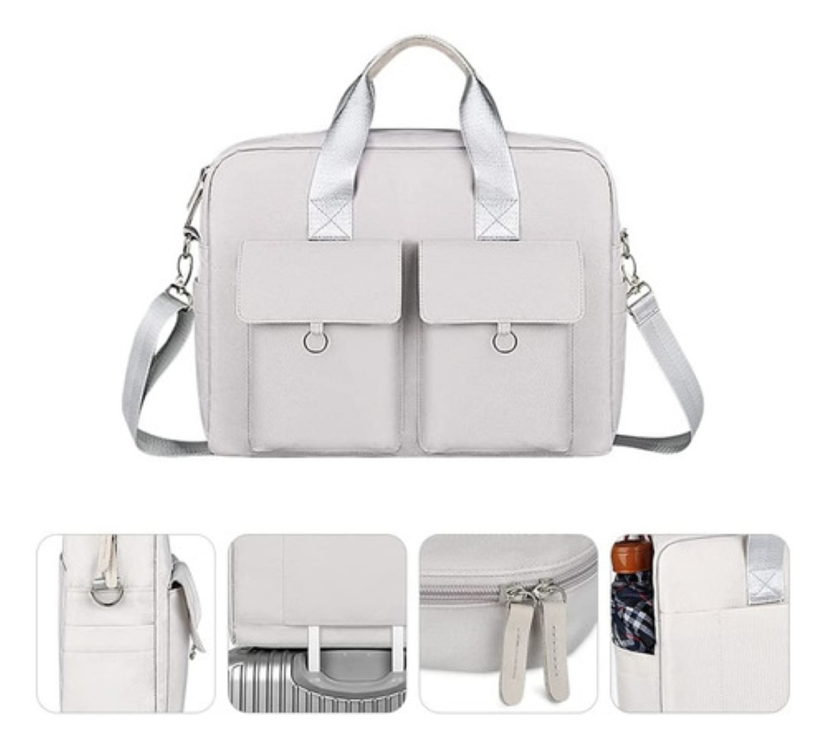 "Impermeable Maletin Bolsa Para Laptop De 15.6inch Dama Mujer Gris "