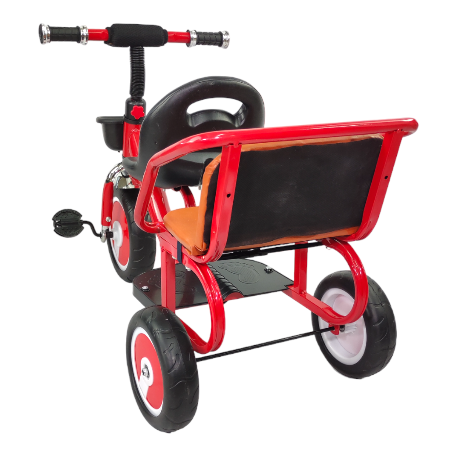 Triciclo para Niños Infantil Con Dos Asientos y Canasto  - Rojo.