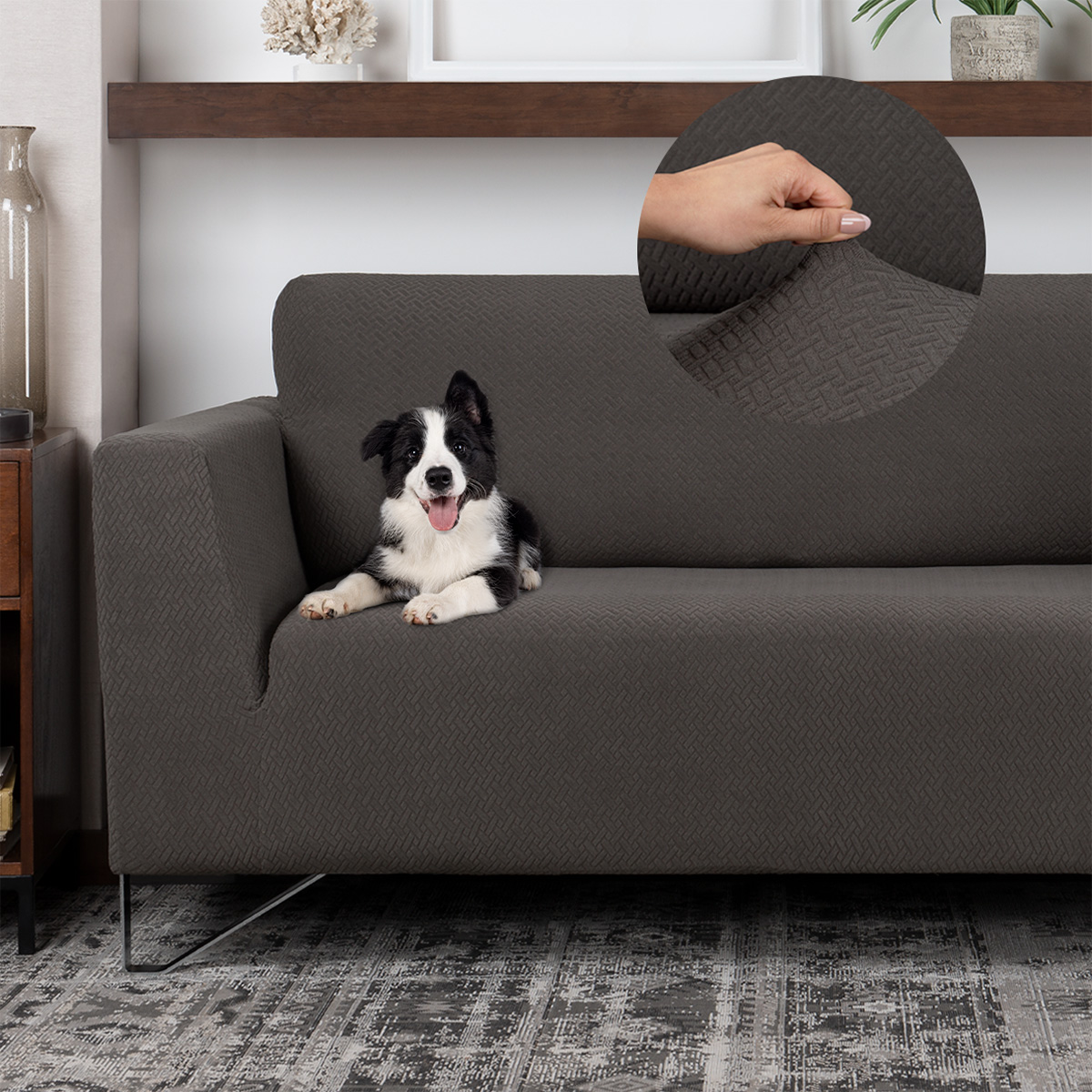 Protector De Sala Elástico 3 Piezas ( Ch- M- G) Gris Oxford Oscuro REAL TEXTIL.