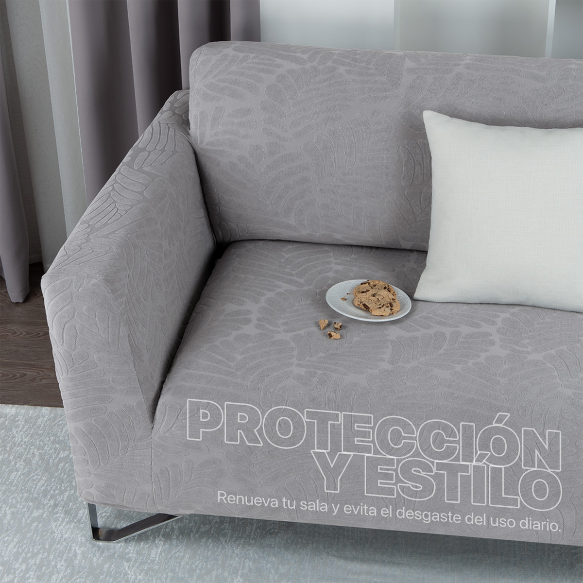 Protector De Sala Elástico 3 Piezas ( Ch- M- G) Gris Tenue REAL TEXTIL.