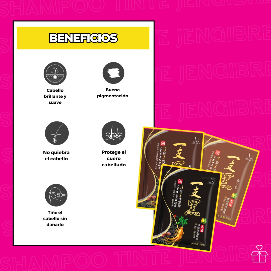 10 Shampoo Tinte Instantaneo Jengibre Café Oscuro.