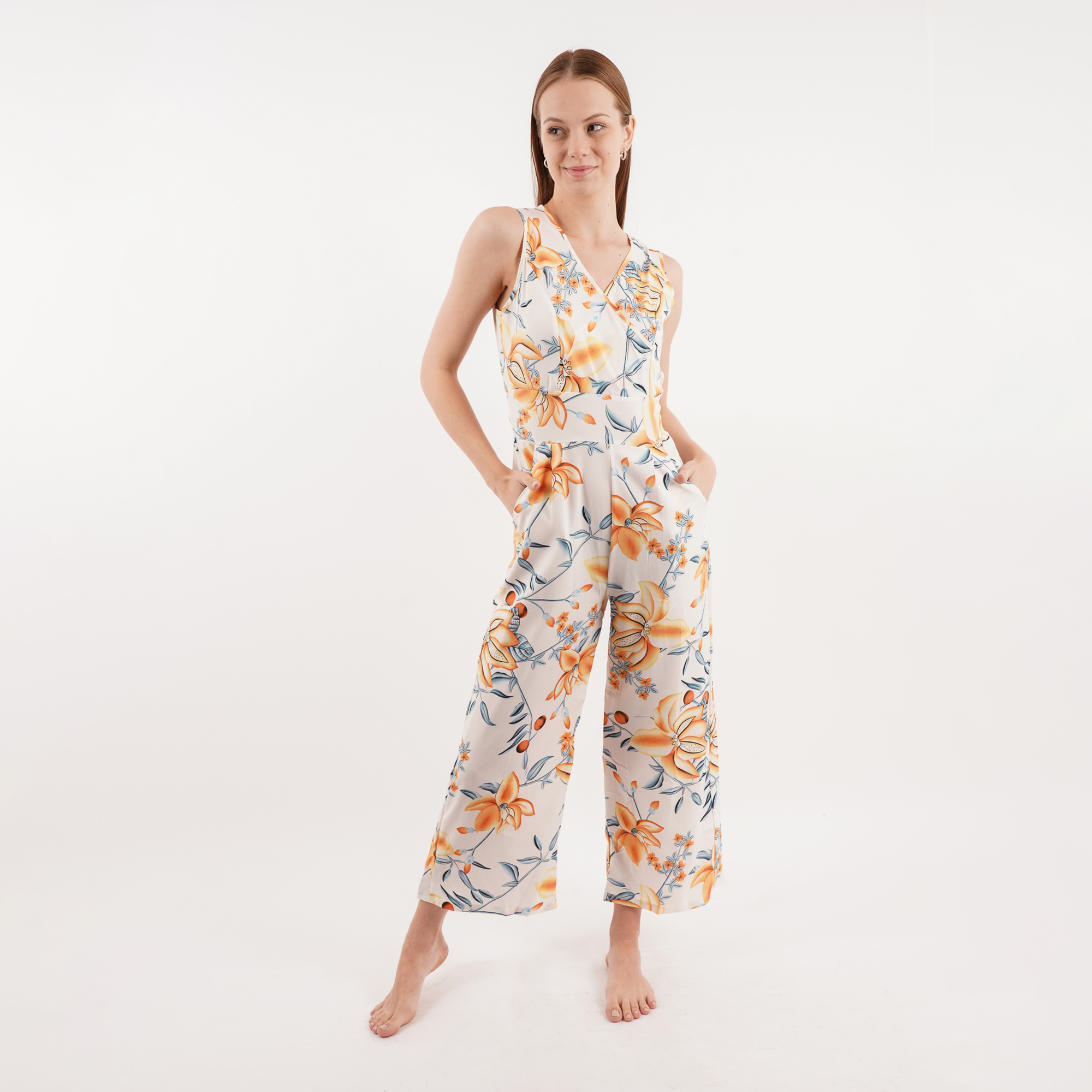 Jumpsuit Palazzo largo, diseño moderno y fresco,!  Cuello en forma de "V", Sin mangas..