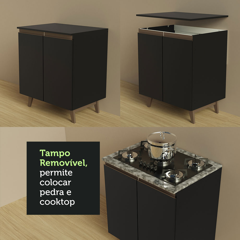 Cocina Integral 190cm Madesa Reims Negro 01.