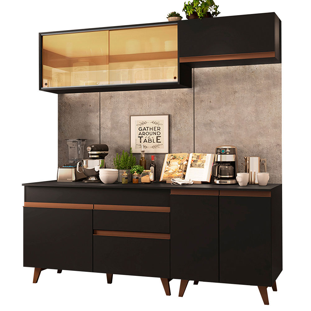 Cocina Integral 190cm Madesa Reims Negro 01.