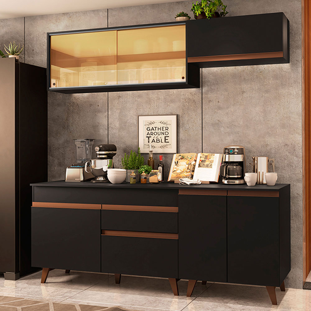 Cocina Integral 190cm Madesa Reims Negro 01.