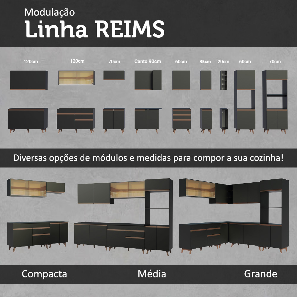 Cocina Integral 190cm Madesa Reims Negro 01.