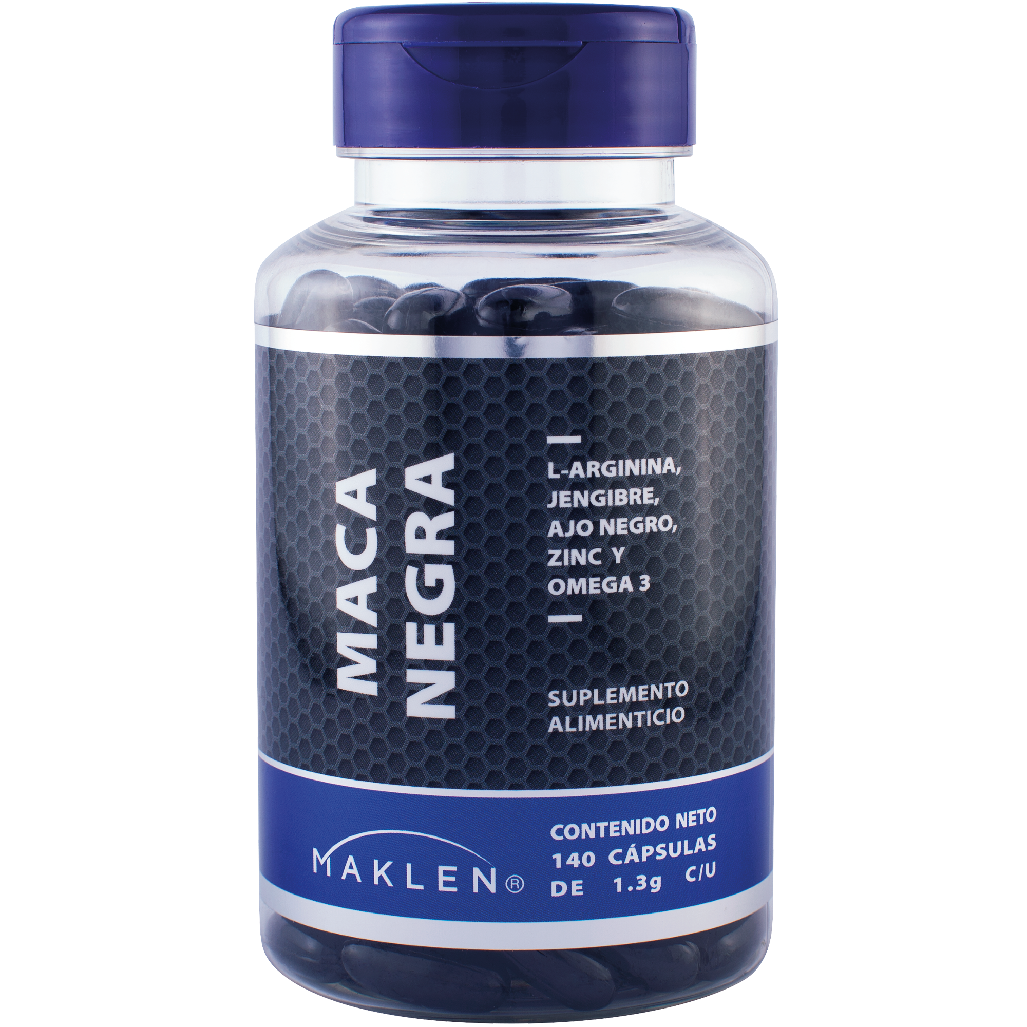 MAKLEN Maca Negra con L-Arginina, Jengibre, Ajo Negro y Omega 3 | 140 Cápsulas SoftGel de 1300mg
