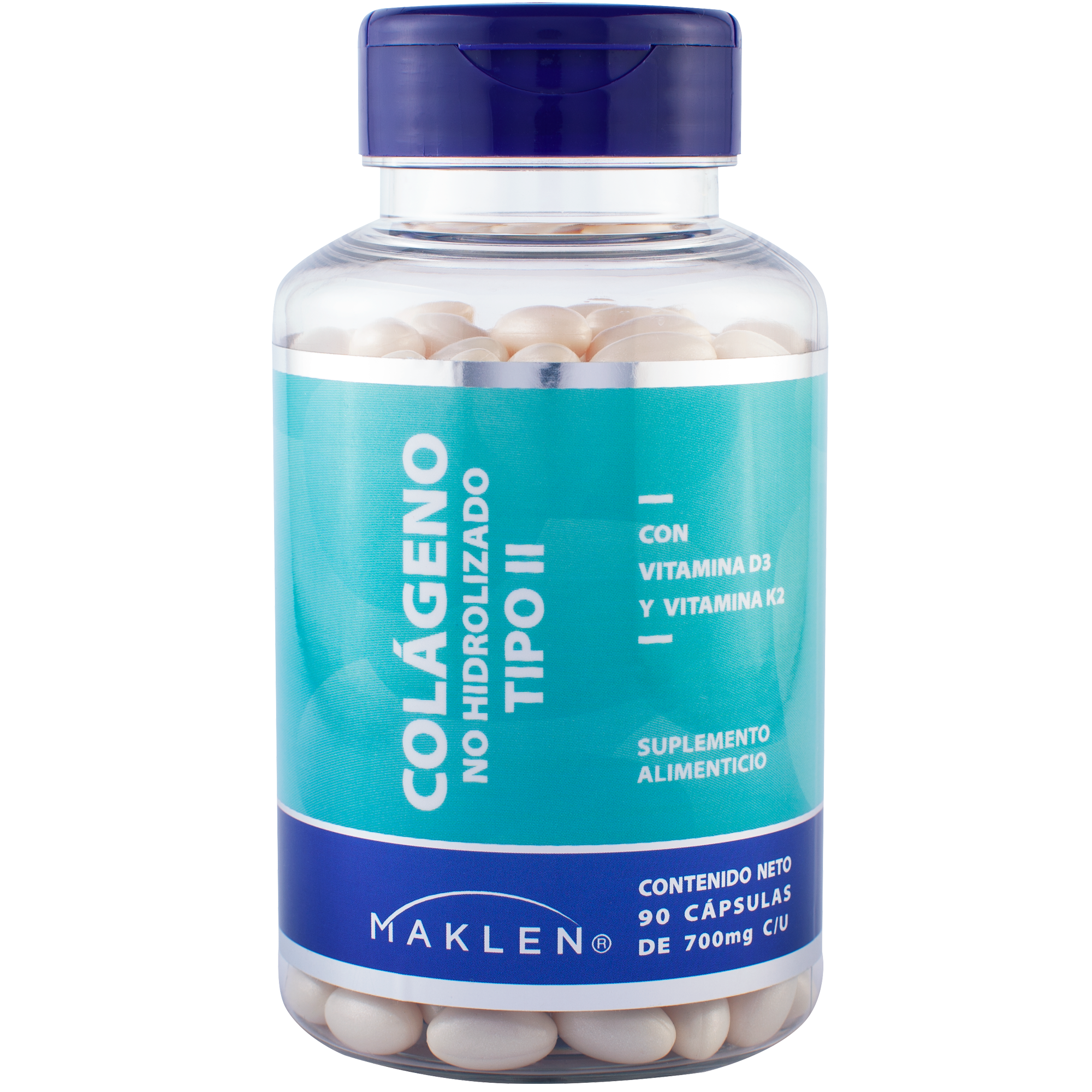 MAKLEN Colágeno sin Desnaturalizar Tipo II UC-II®️️️️️️️️️  con Vitamina D3 y Vitamina K2 | 90 Cápsulas Softgels de 700mg