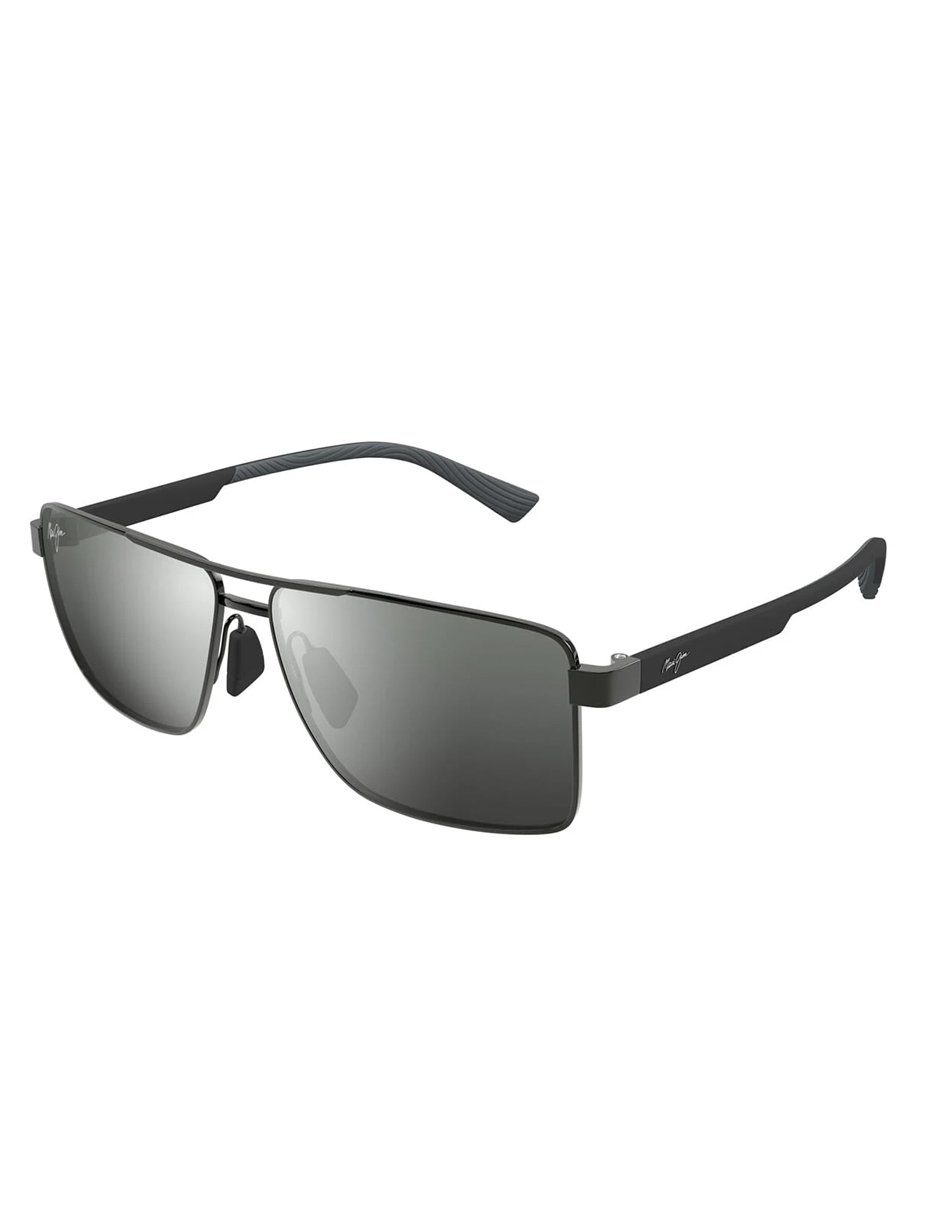Silver/ Black PIHA Shiny Gunmetal w/black Maui Jim Sunglasses lentes de sol DSB621-01