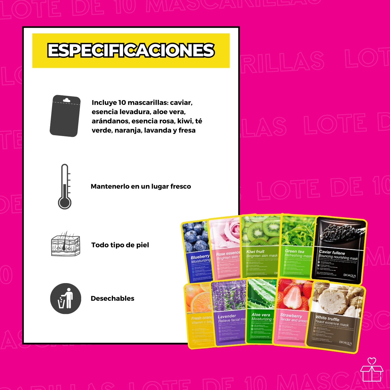 Lote 10 mascarillas faciales.