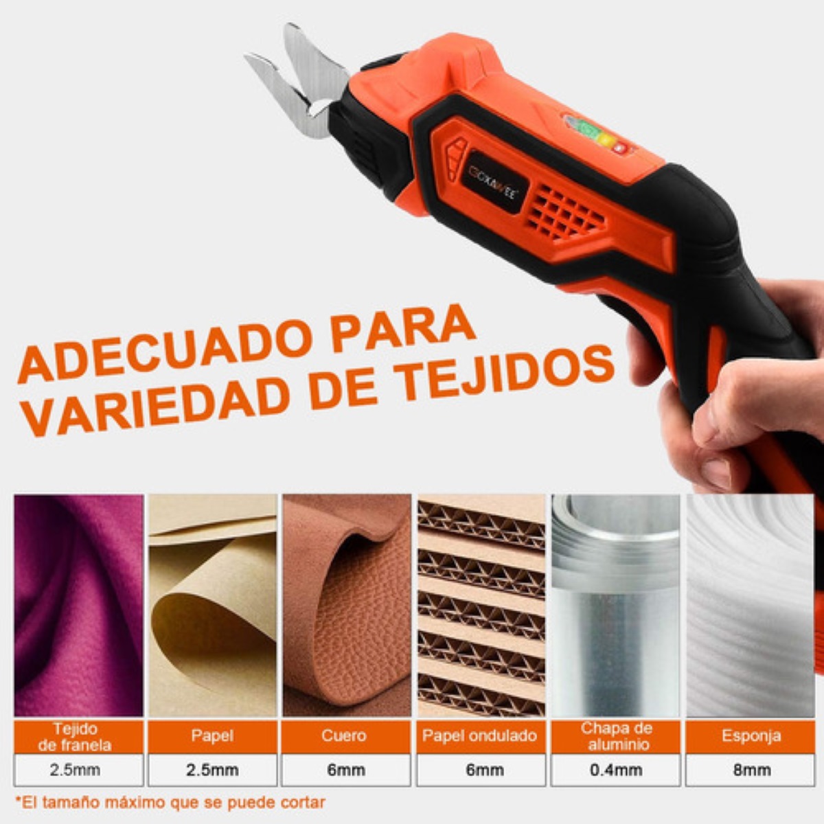 Tijera Eléctrica Inalámbrica Para Cortar Lamina Tela Goxawee