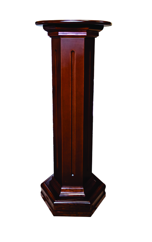 Pedestal Exhibidor de Madera con Base Redonda Modelo Hexagonal….