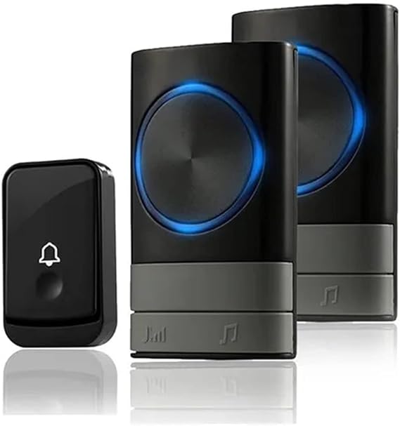 Timbre iInalámbrico para Casa, Timbres Inalámbricos para Puerta con 1 Transmisor y 2 Receptor, 200 Metros de Alcance con 45 Melodías Elegibles, 4 Niveles de Volumen para Casa, Oficinas, Hoteles