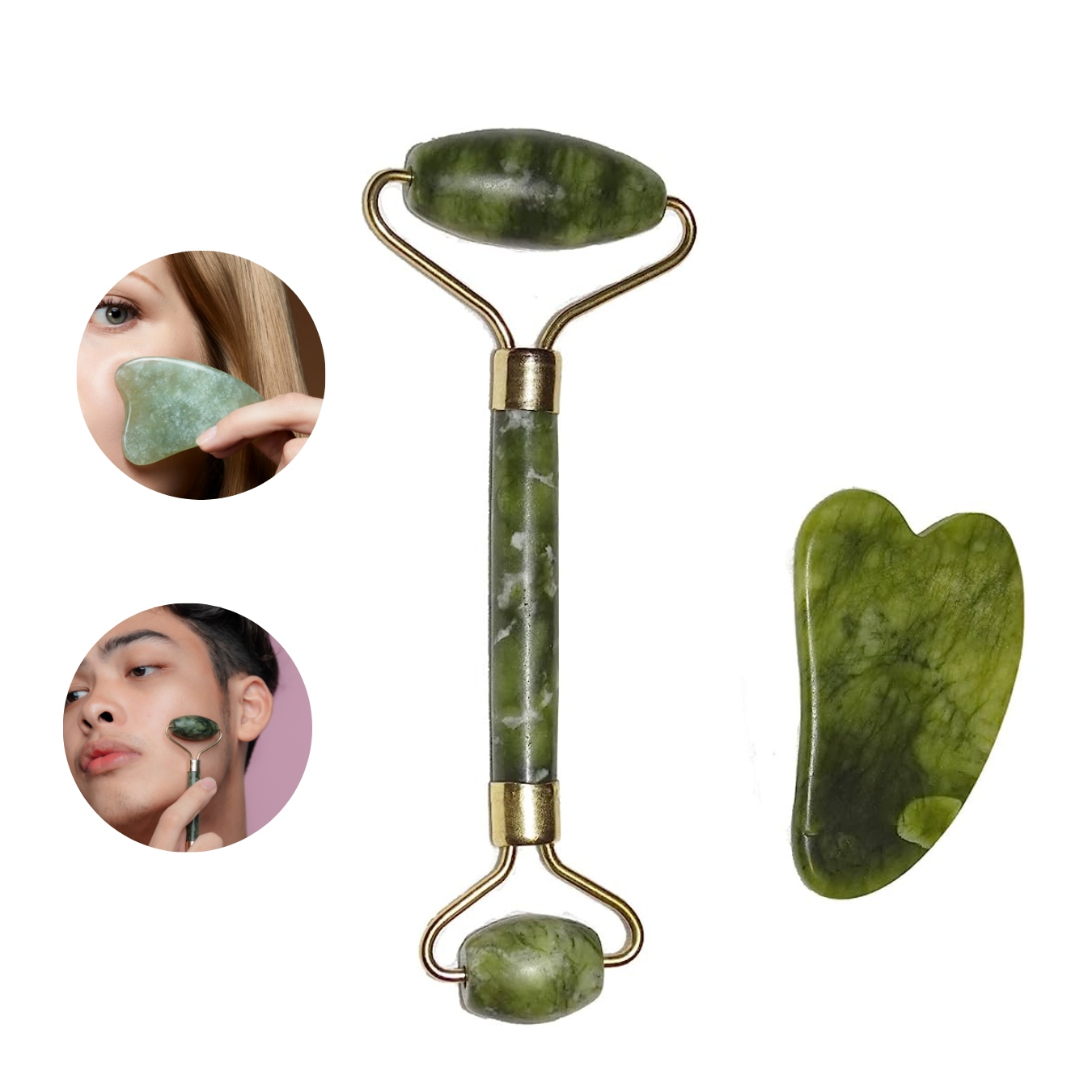 Rodillo De Jade Y Gua Sha En Caja.