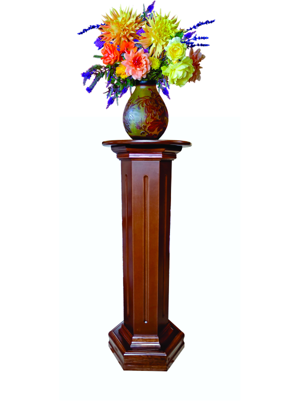 Pedestal Exhibidor de Madera con Base Redonda Modelo Hexagonal….