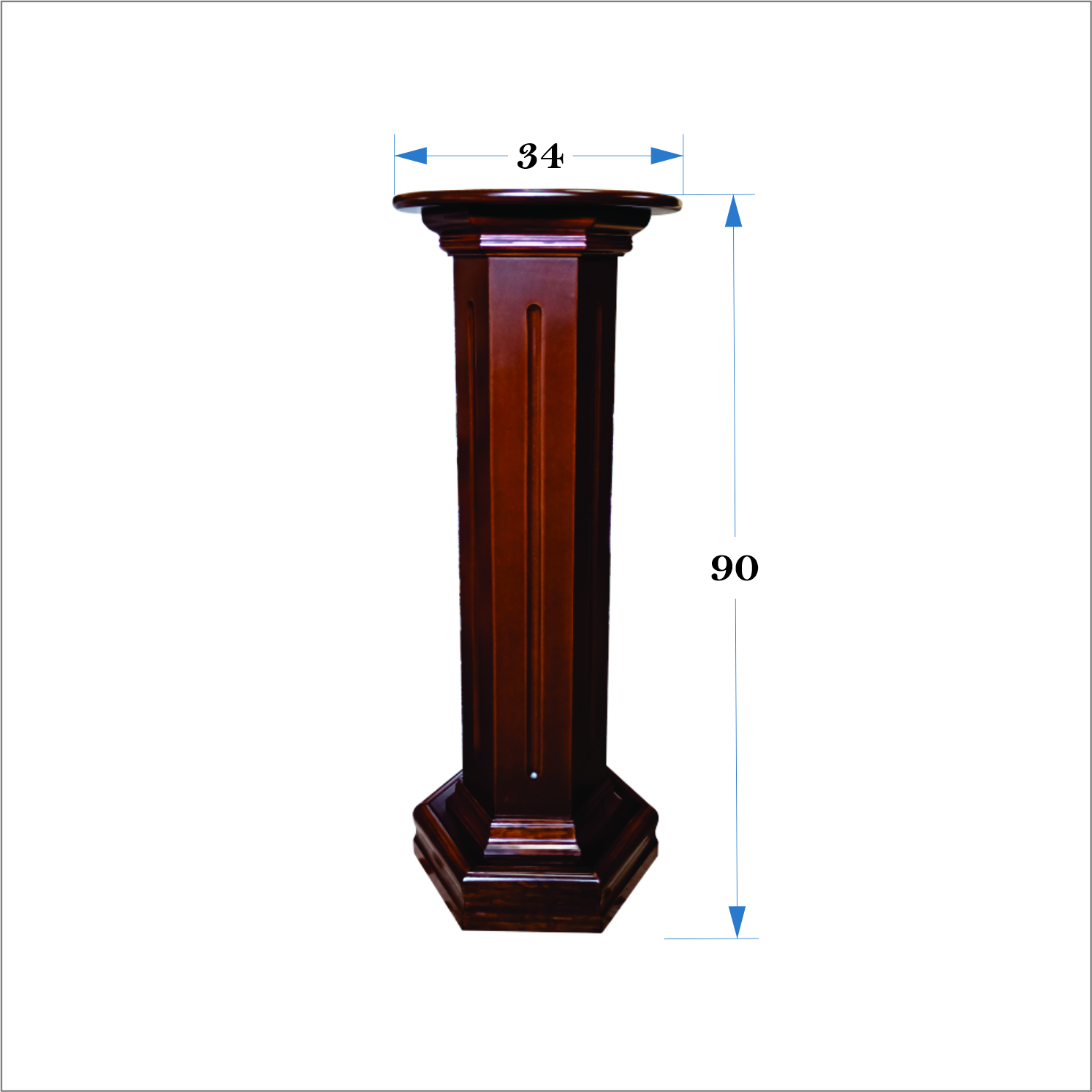 Pedestal Exhibidor de Madera con Base Redonda Modelo Hexagonal….