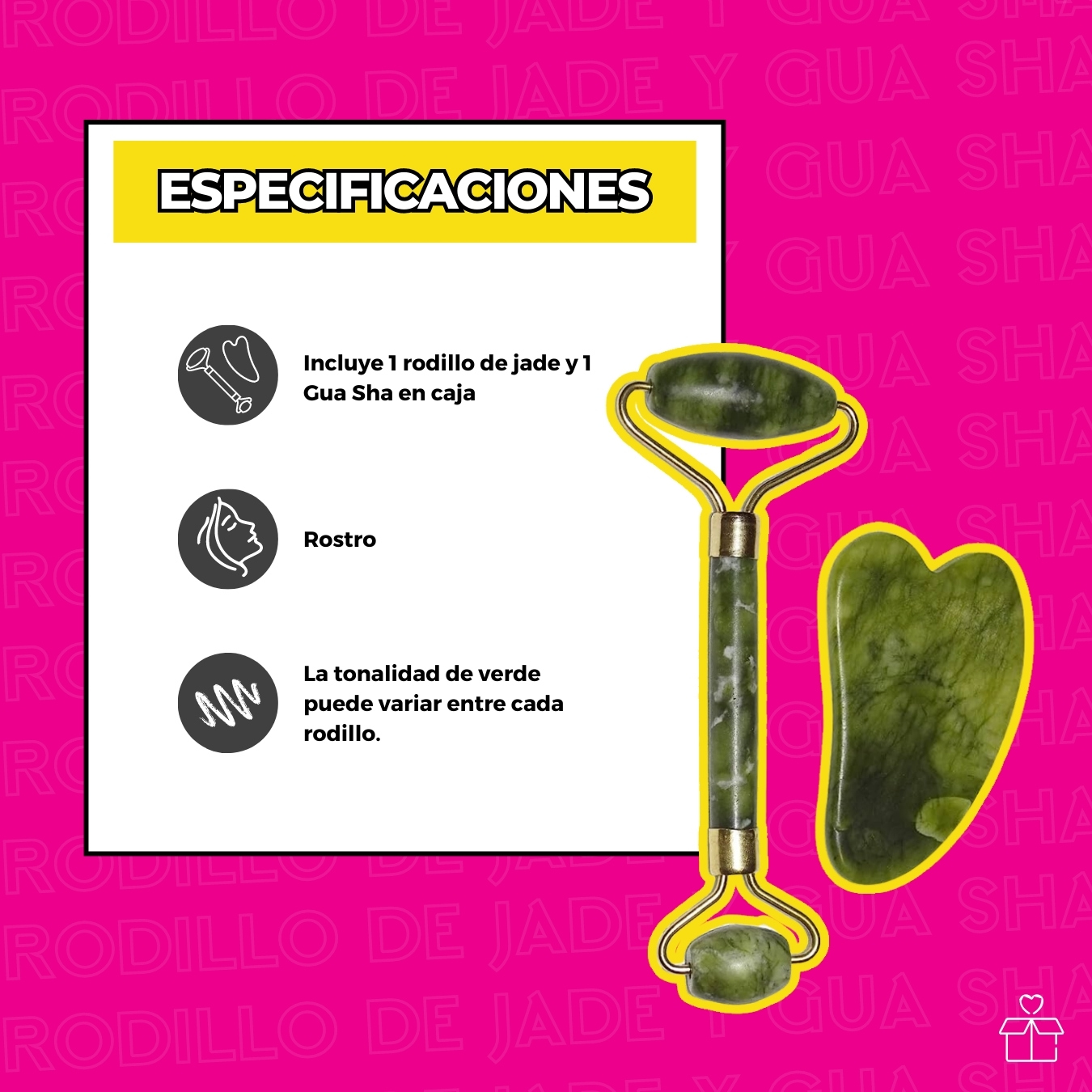 Rodillo De Jade Y Gua Sha En Caja.