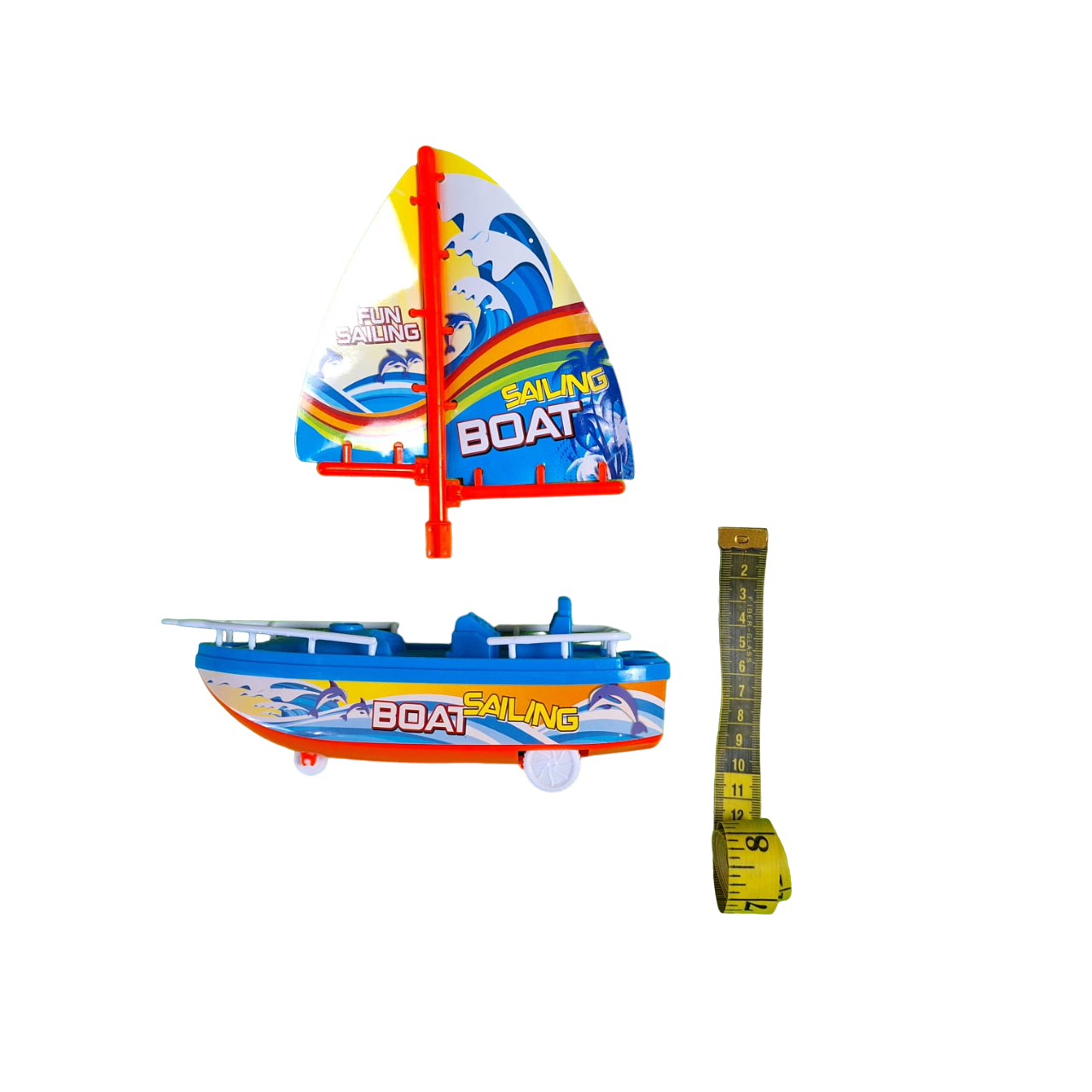 Barco Velero Color Azul Con Ruedas De Fricción Juguete De Niños