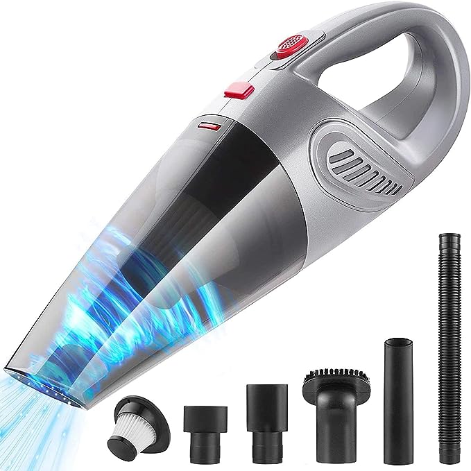 ANNA TOSANI Aspiradora de Mano, 5000PA Aspiradora Inalámbrico Portatil Potente Aspirador de Coche Seco y Húmedo120w USB Carga Rapida para Coches,Hogar, Oficina, Sofas, Pelos Mascotas