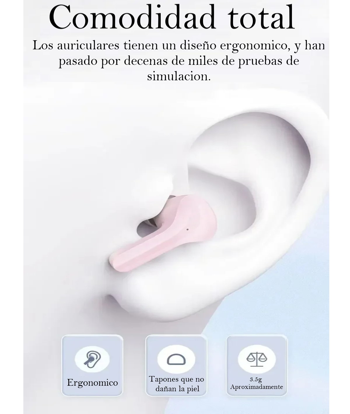 Audífonos auriculares inalámbricos azul Bluetooth micrófono LED pantalla pantalla sonido estéreo