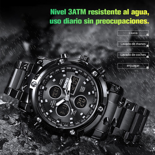 Reloj Skmei Digital 1389 Blackbody, Hombre, Fondo Negro, Mecánico, Piel Reforzada