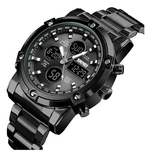 Reloj Skmei Digital 1389 Blackbody, Hombre, Fondo Negro, Mecánico, Piel Reforzada