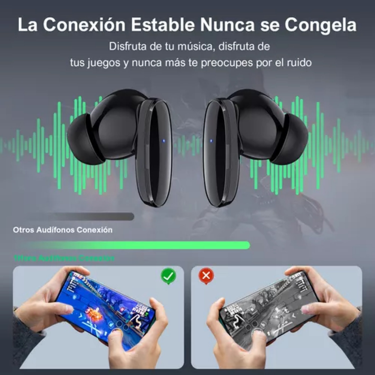 Audífonos in-ear inalámbricos 1Hora AUT205 Negro Auriculares Inalambricos Bluetooth 5.3 con Microfono
