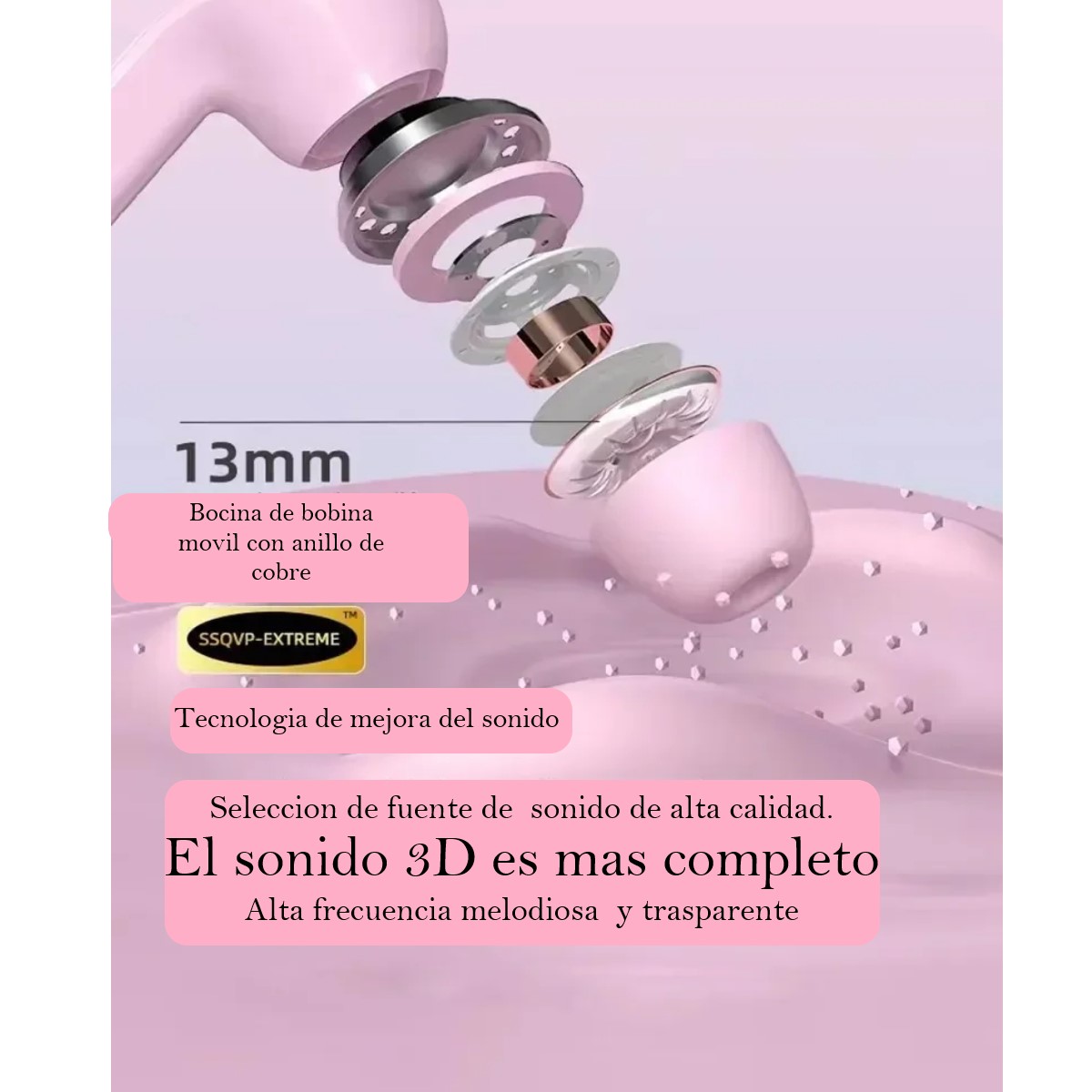 Audífonos auriculares inalámbricos azul Bluetooth micrófono LED pantalla pantalla sonido estéreo