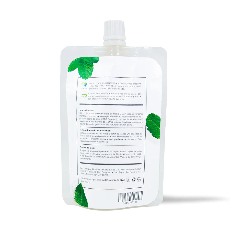 Pasta Dental Menta Orgánica 100% natural Sin Fluoruro Natshop