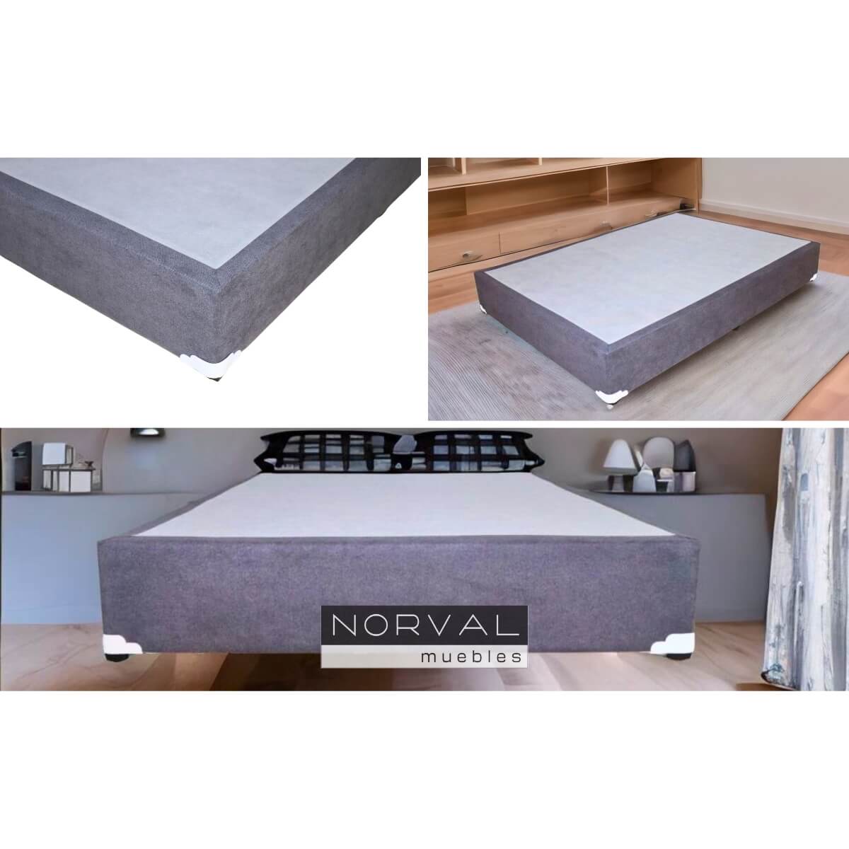 Base para Cama Individual tapiz lino Gris