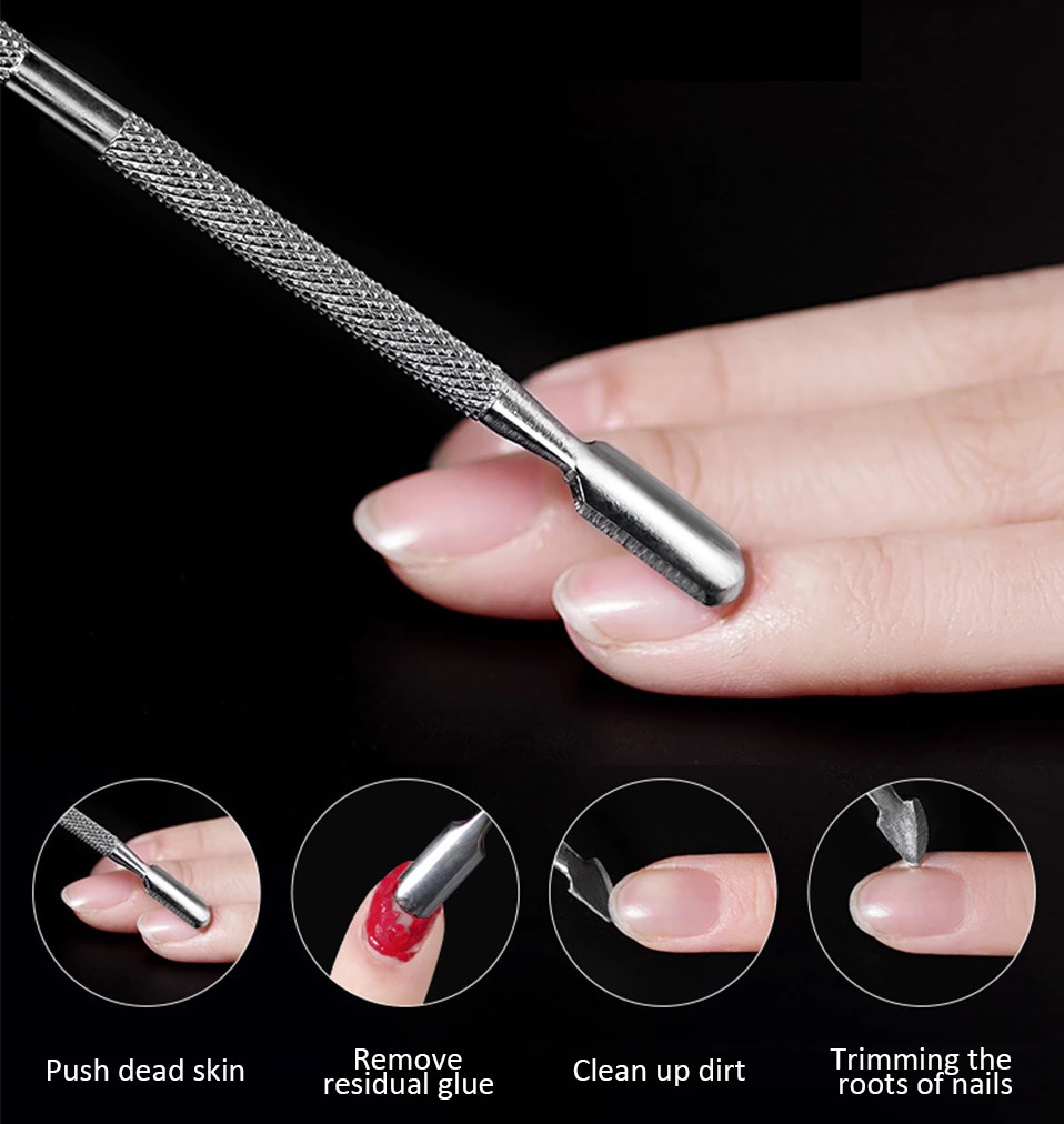Paquete Con 5 Herramientas Empujador De Acero Inoxidable Manicure