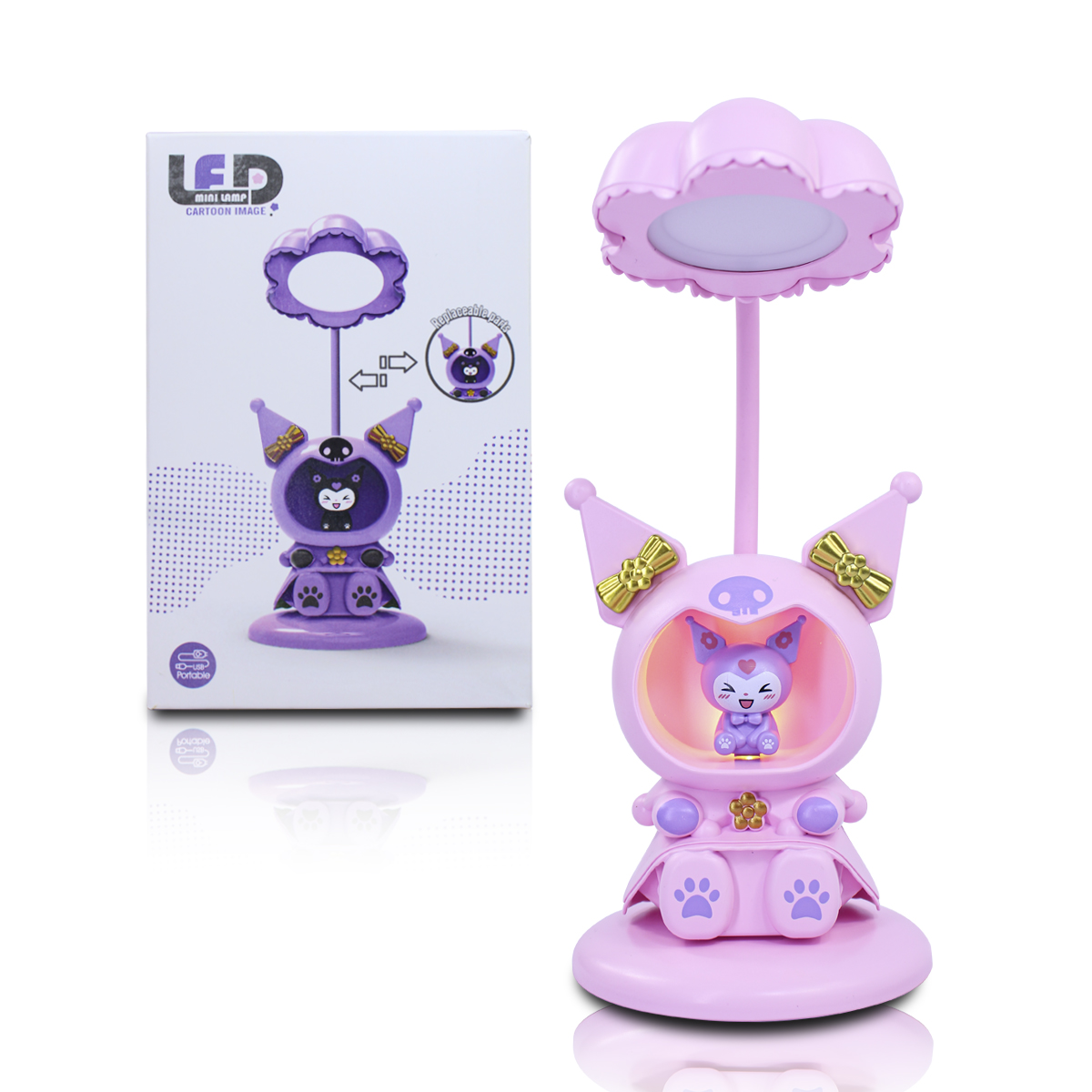 Lampara De Escritorio Kawaii Con Forma Kuromi Color Rosa