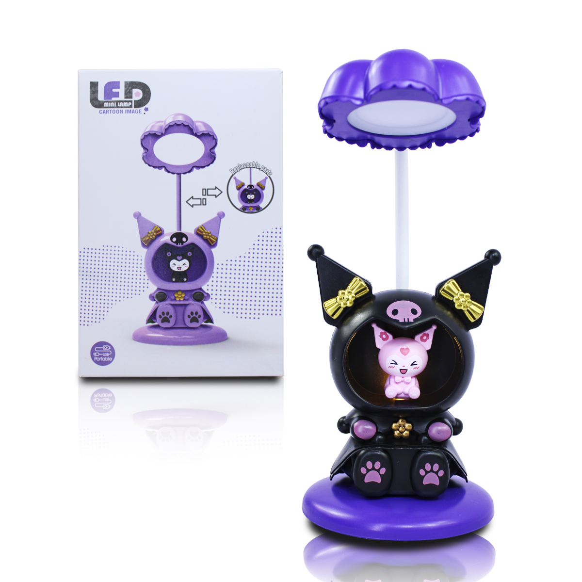Lampara De Escritorio Kawaii Con Forma Kuromi Colo Morado