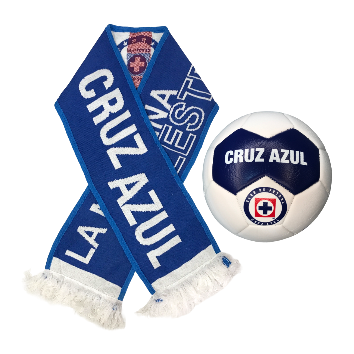 Kit Balón No. 5 Con Bufanda Cruz Azul Azul Marino