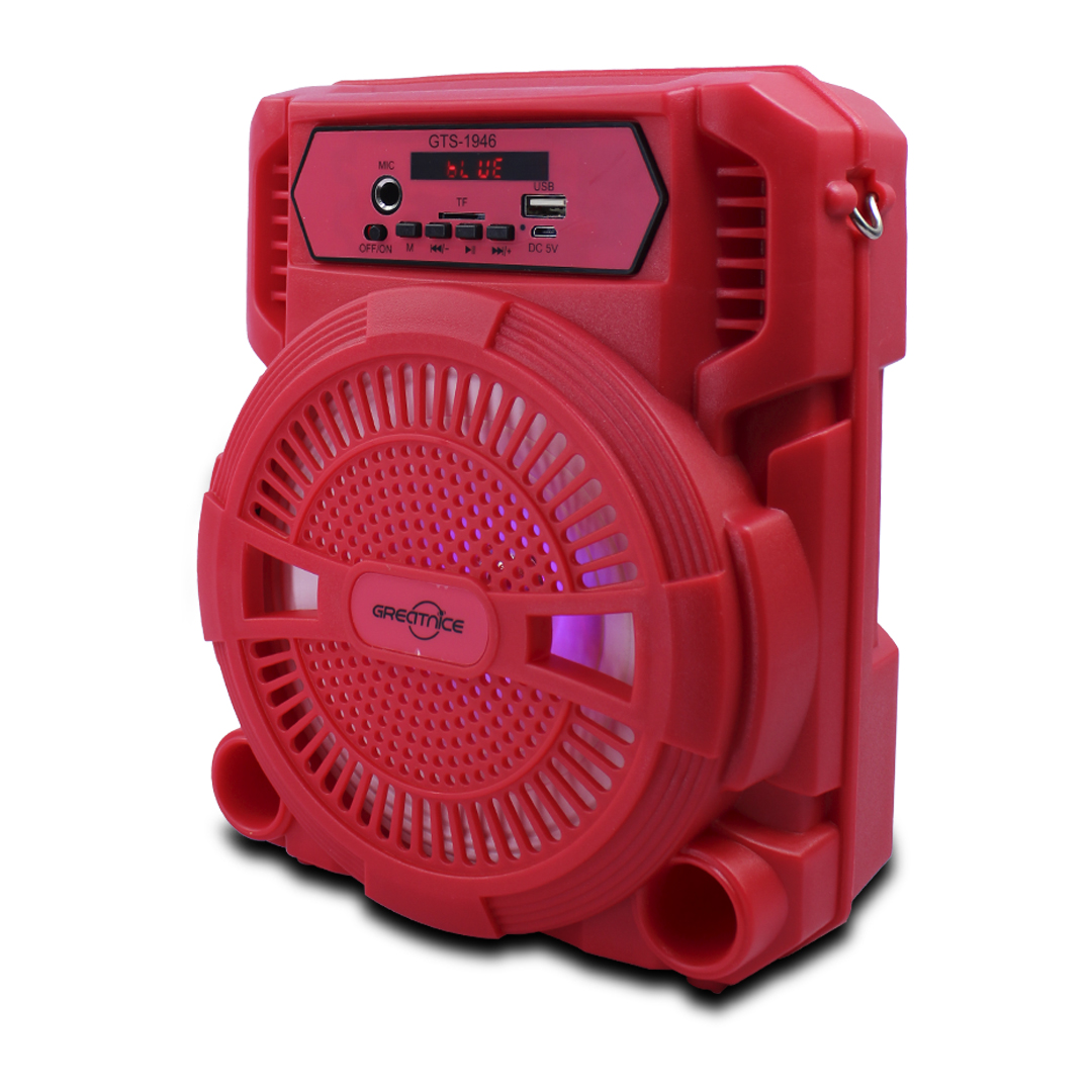 Bocina Inalambrica 6.5 Pulgadas Con Microfono Alambrico Color Rojo 