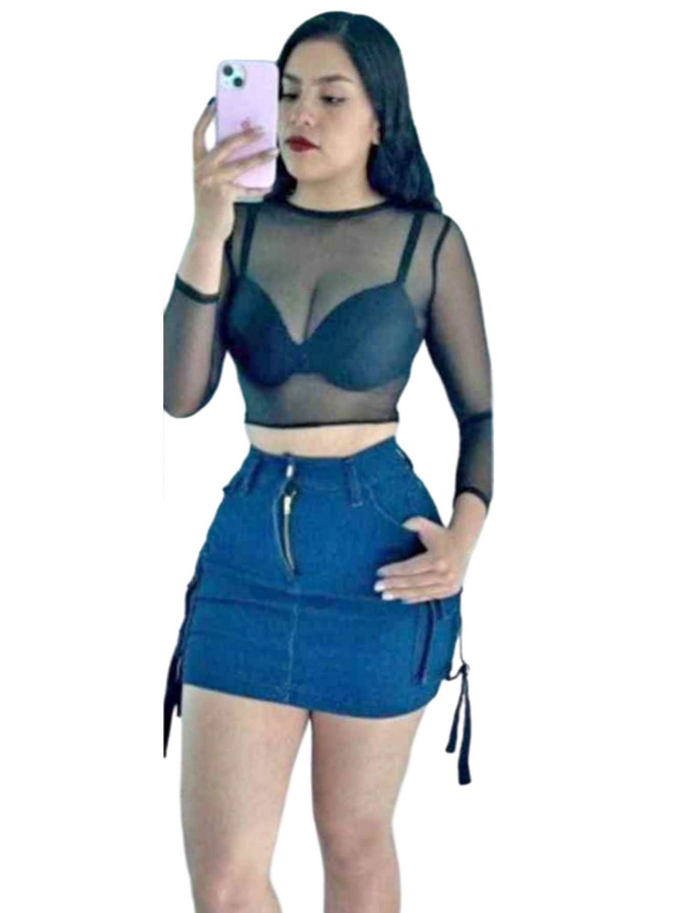 falda de mezclilla tipo cargo