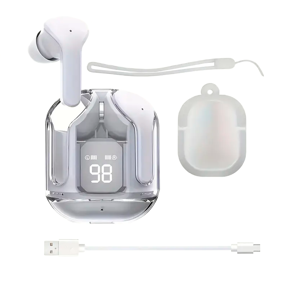 Audífonos Transparente Inalámbricos Bluetooth 5.3 Mas Funda Color Blanco Auriculares Inalámbricos Para Juegos.