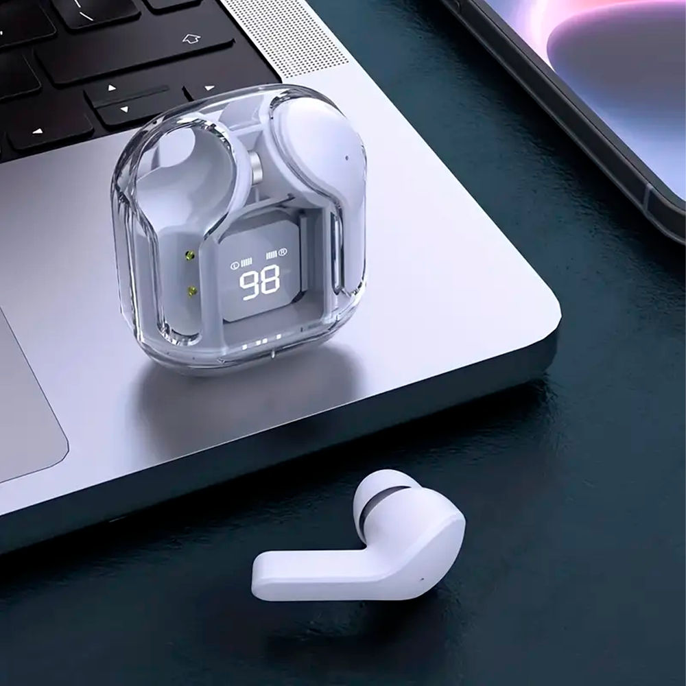 Audífonos Transparente Inalámbricos Bluetooth 5.3 Mas Funda Color Blanco Auriculares Inalámbricos Para Juegos.