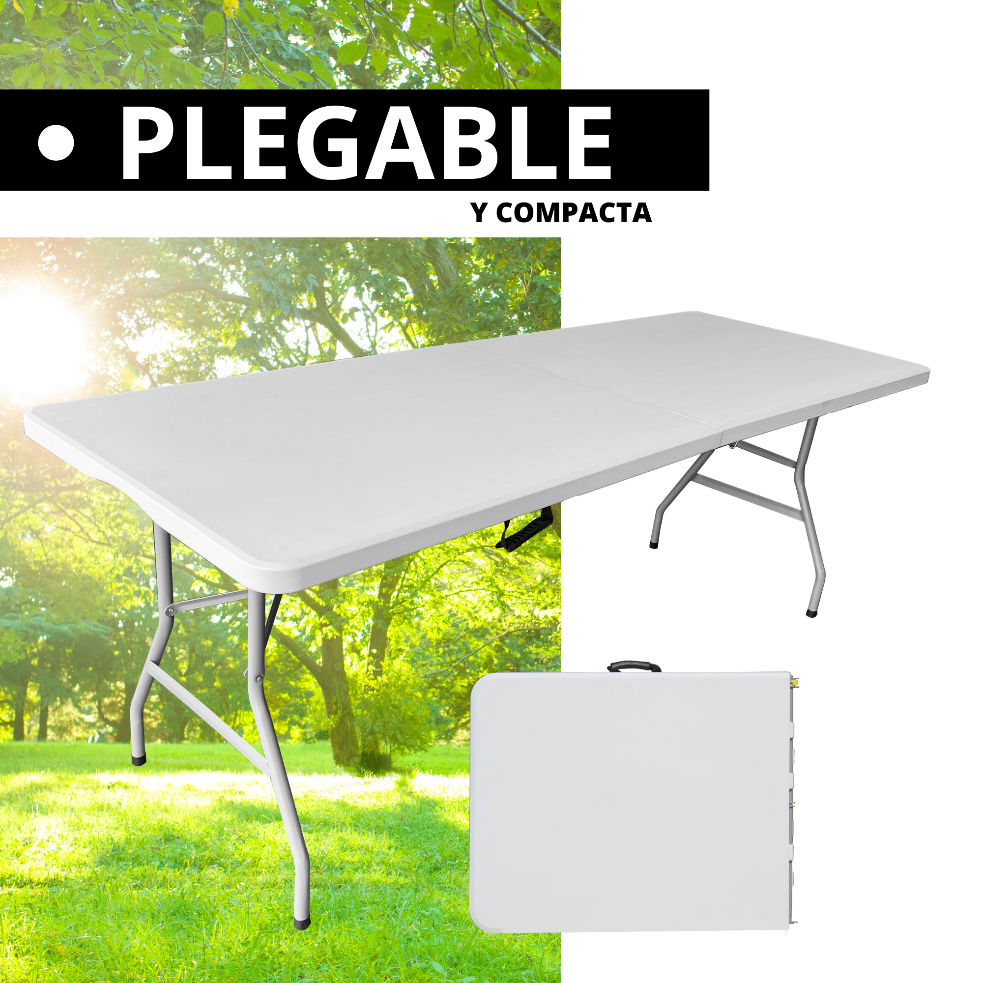 MESA PLEGABLE 180 CM DE PLASTICO ECOMLAB PORTAFOLIO HP-180CZ.