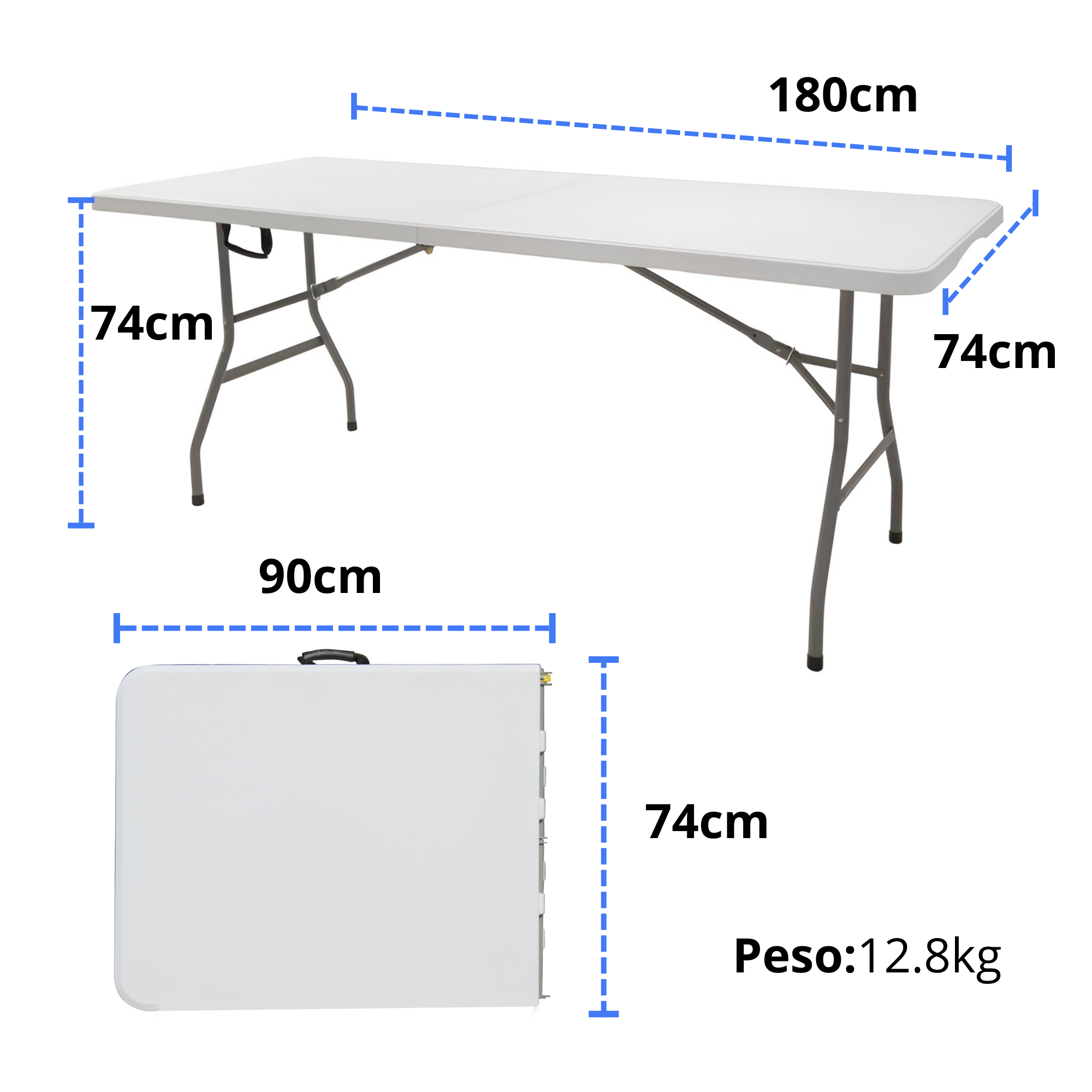 MESA PLEGABLE 180 CM DE PLASTICO ECOMLAB PORTAFOLIO HP-180CZ.