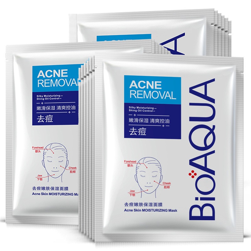 Pack De 10 Mascarillas Faciales Bioaqua Acne Removal Aclarante Hidratante
