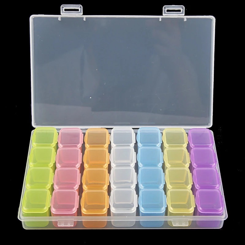 3 Cajas Organizador Manicure Colorida Con 28 Divisiones