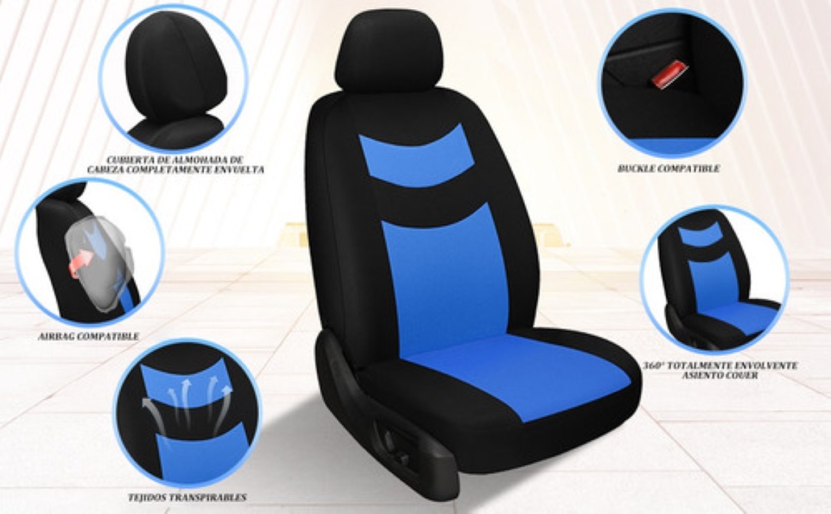 Fundas De Asiento Universales Comfort Azul con Negro