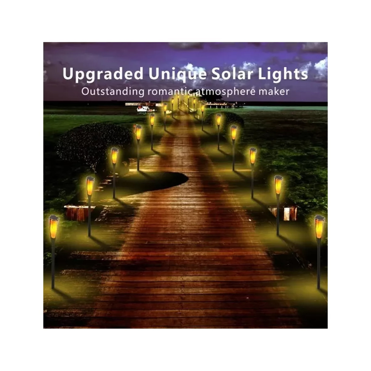 Lampara Solar Estilo Llama Antorcha Decoración 2 Piezas