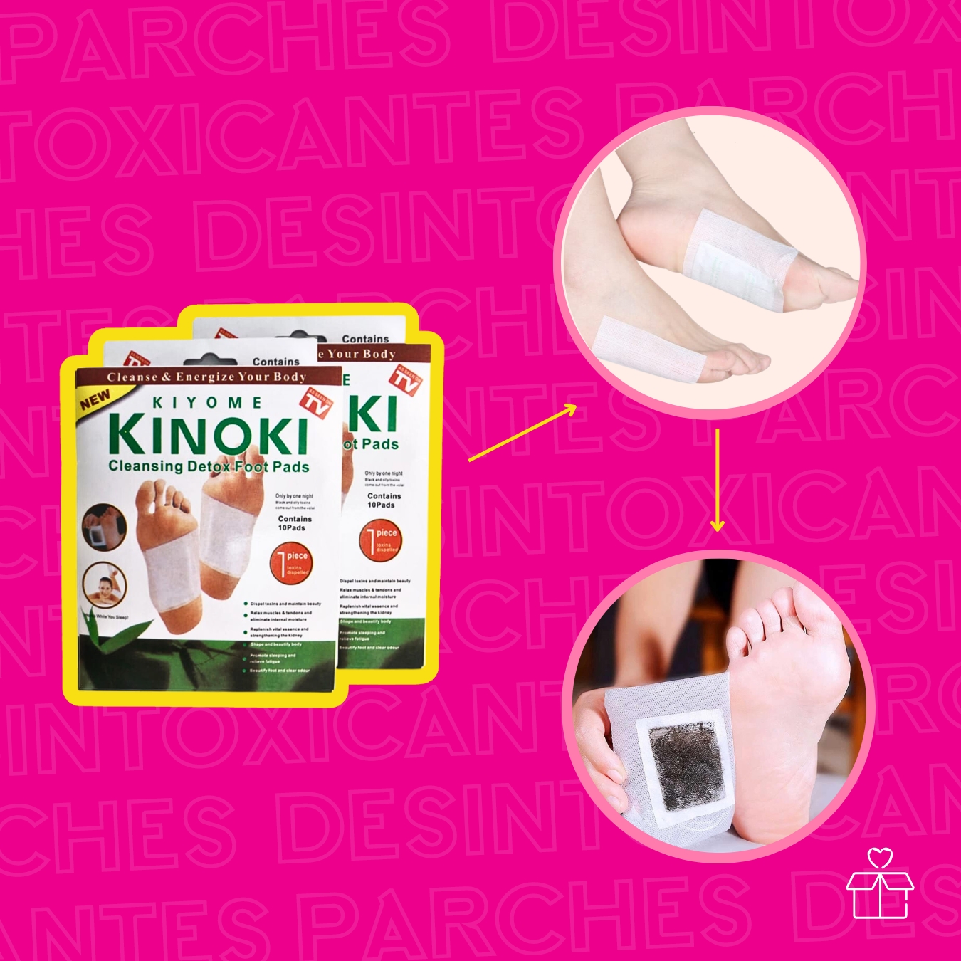 100 Parches Desintoxicantes Para Pies Kinoki.