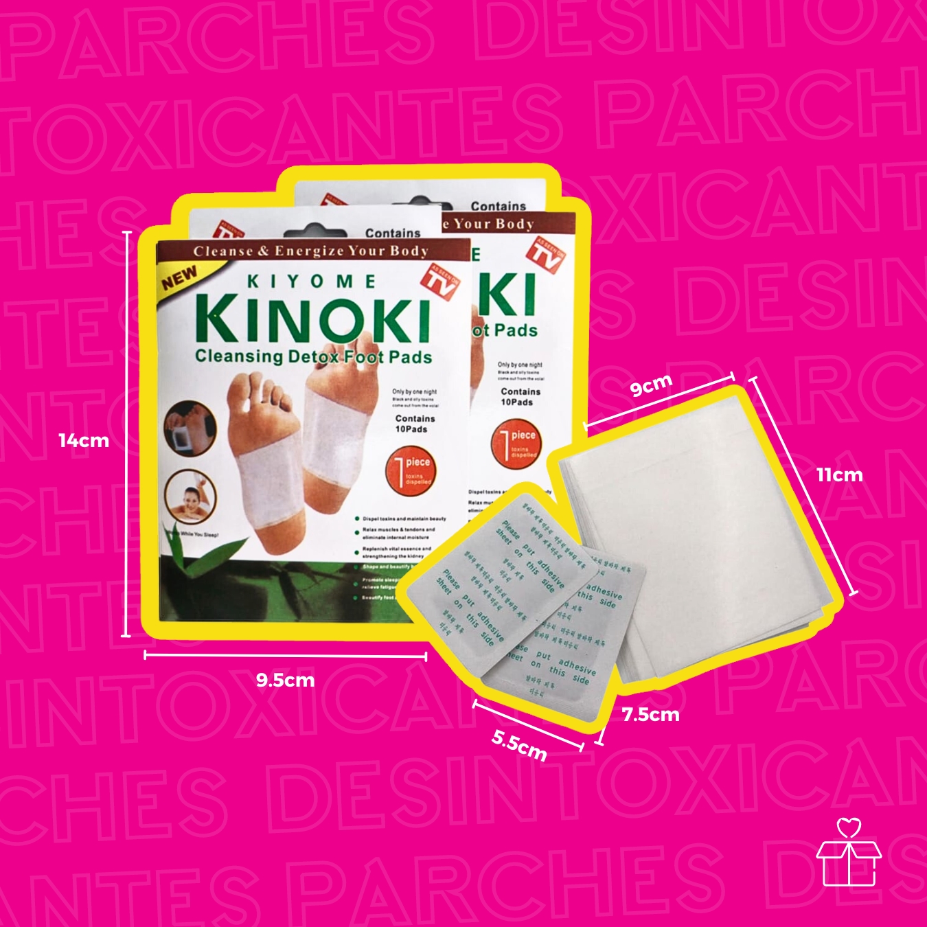 100 Parches Desintoxicantes Para Pies Kinoki.