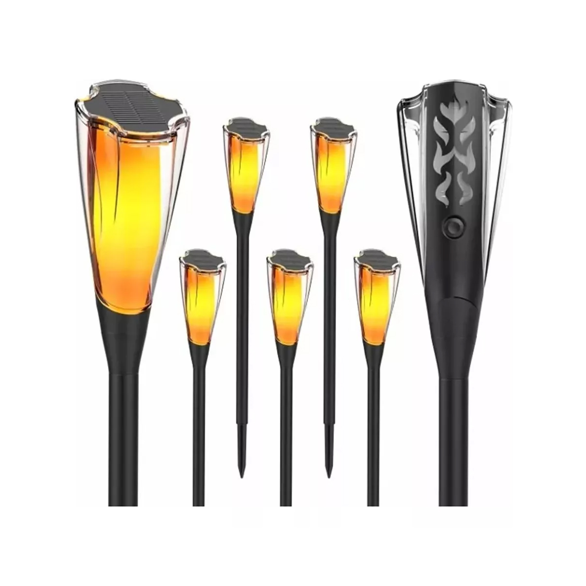 Lampara Solar Estilo Llama Antorcha Decoración 2 Piezas